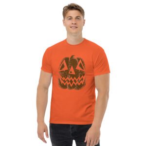 unisex-classic-tee-orange-front-6ac77238d13be.jpg Vintage Distressed Jack-o'-Lantern Face- Unisex classic tee