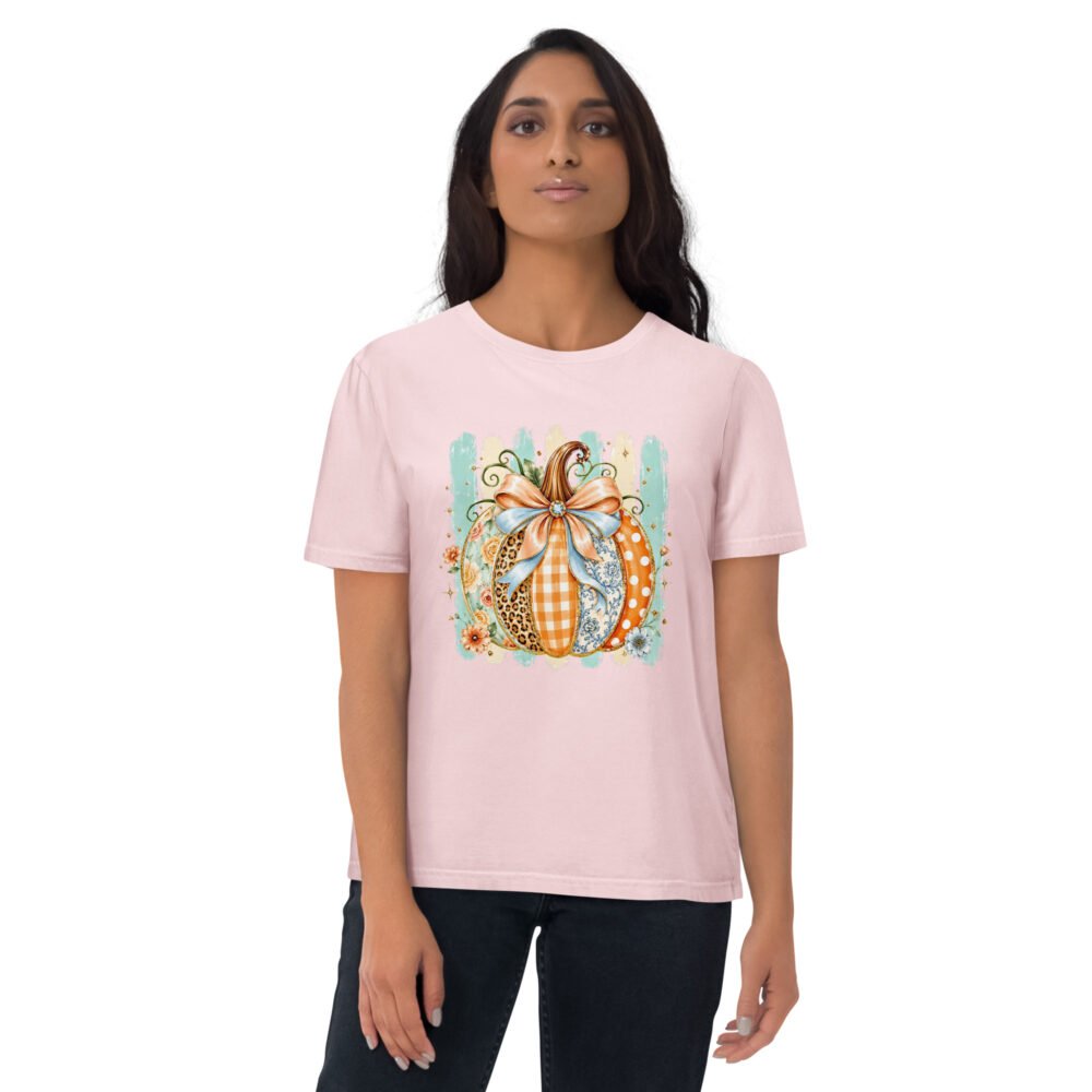 Coquette Pumpkin Shirt, Striped Glitter Pumpkin T-Shirt, Floral Leopard Plaid Polka Dot-Unisex Organic Cotton Creator 2.0 T-Shirt