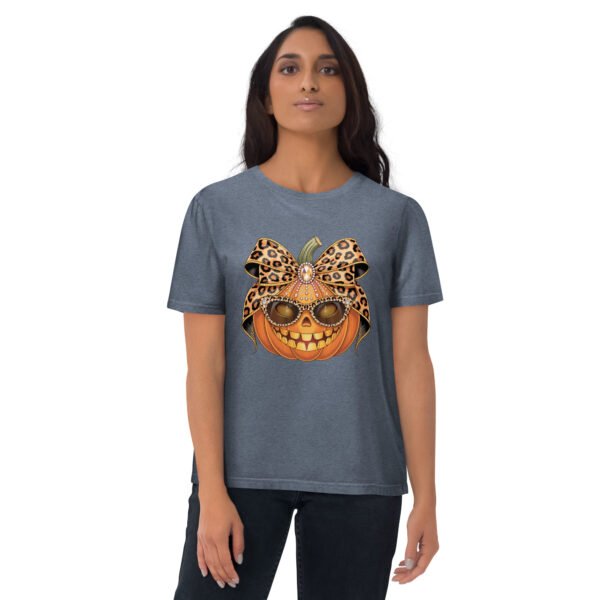 Jeweled Pumpkin with Leopard Print Sunglasses And Bow- Unisex Organic Cotton Creator 2.0 T-Shirt