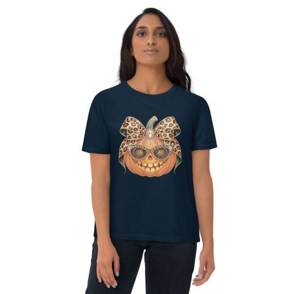 Jeweled Pumpkin with Leopard Print Sunglasses And Bow- Unisex Organic Cotton Creator 2.0 T-Shirt