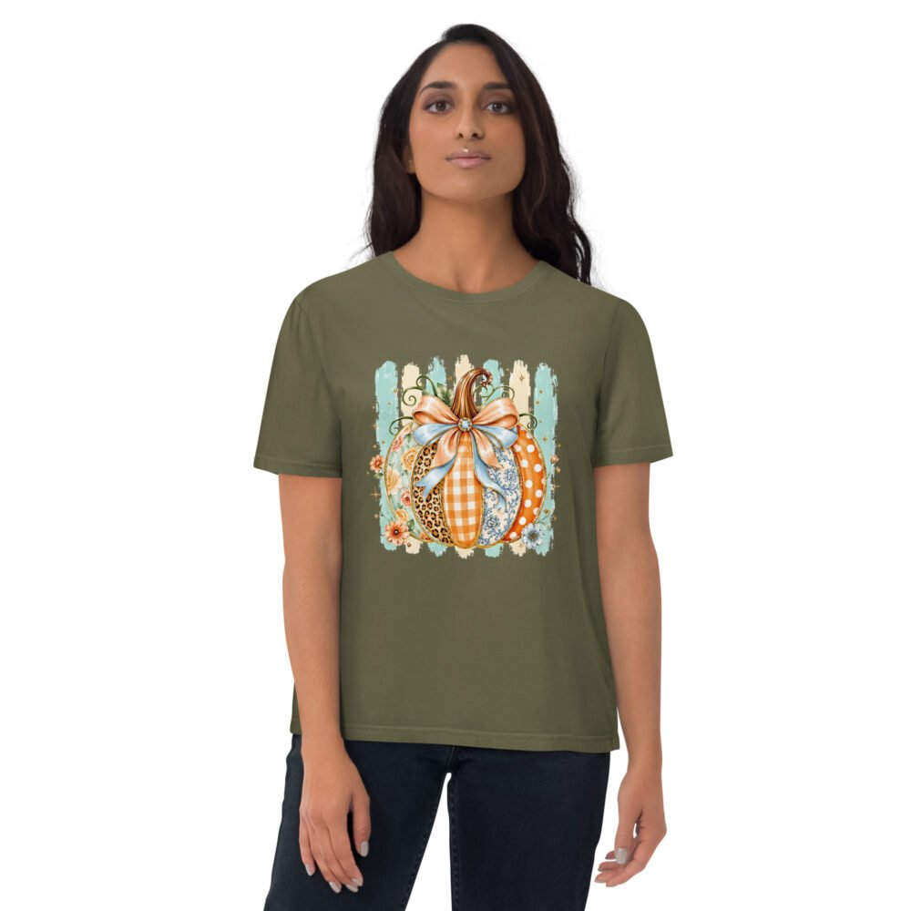Coquette Pumpkin Shirt, Striped Glitter Pumpkin T-Shirt, Floral Leopard Plaid Polka Dot-Unisex Organic Cotton Creator 2.0 T-Shirt