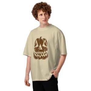 unisex-organic-oversized-high-neck-blaster-2.0-t-shirt-stone-front-6ac7796f4666a.jpg Vintage Distressed Jack-o'-Lantern Face- Unisex organic oversized high neck t-shirt
