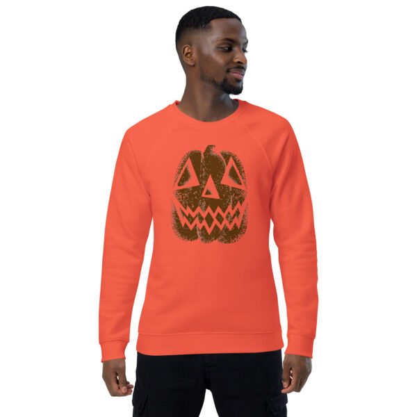 Vintage Distressed Jack-o'-Lantern Face- Unisex organic raglan sweatshirt