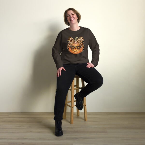 Jeweled Pumpkin With Leopard Print Sunglasses And Bow- Unisex organic sweatshirt