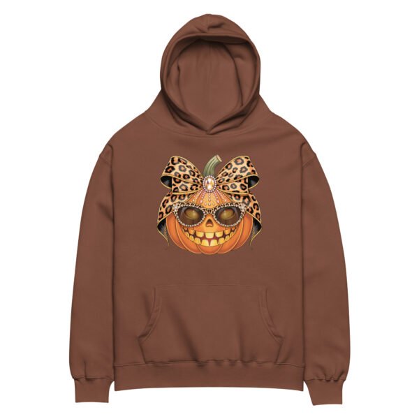 Jeweled Pumpkin with Leopard Print Sunglasses And Bow- Unisex oversized hoodie