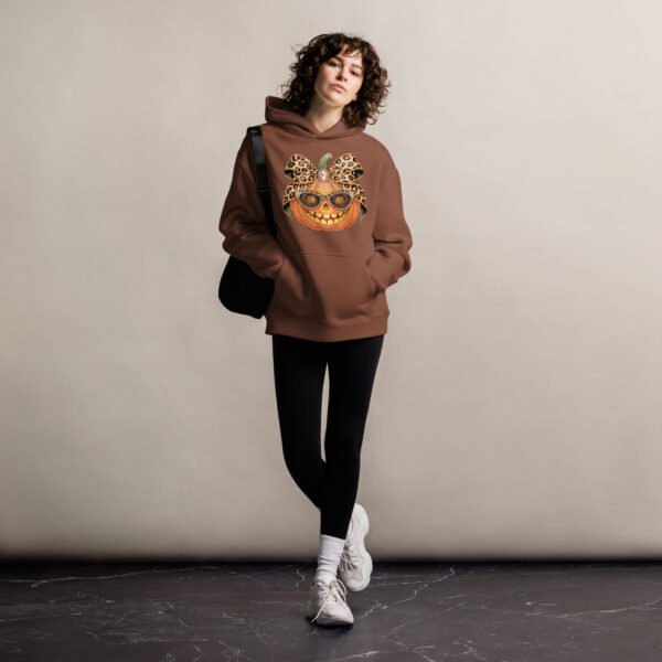 Jeweled Pumpkin with Leopard Print Sunglasses And Bow- Unisex oversized hoodie