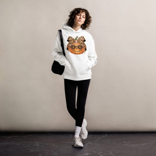 Jeweled Pumpkin with Leopard Print Sunglasses And Bow- Unisex oversized hoodie