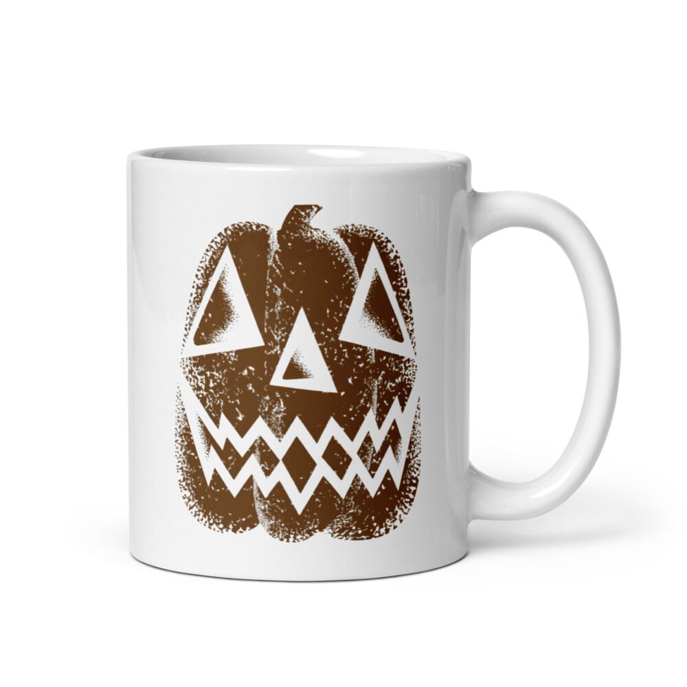Vintage Distressed Jack-o’-Lantern Face- White glossy mug
