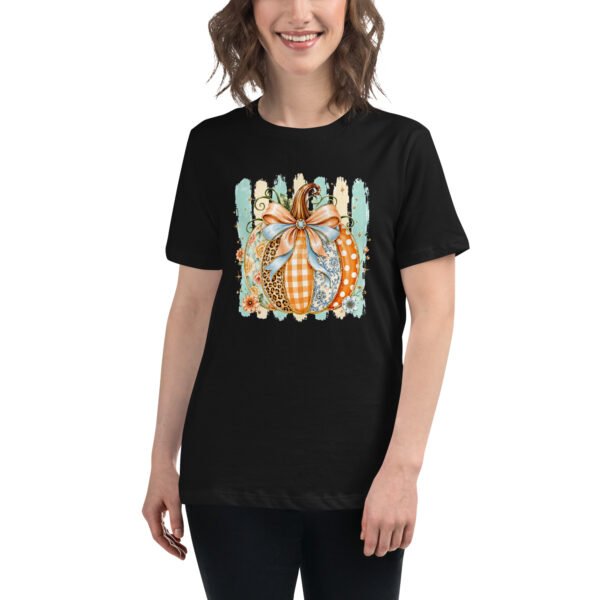 Coquette Pumpkin Shirt, Striped Glitter Pumpkin T-Shirt, Floral Leopard Plaid Polka Dot- Women's Relaxed T-Shirt