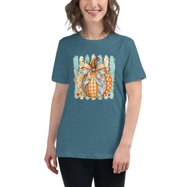Coquette Pumpkin Shirt, Striped Glitter Pumpkin T-Shirt, Floral Leopard Plaid Polka Dot- Women's Relaxed T-Shirt