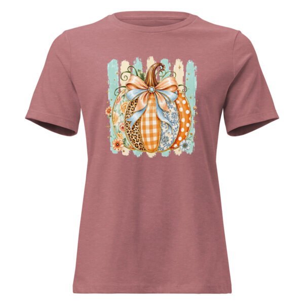 Coquette Pumpkin Shirt, Striped Glitter Pumpkin T-Shirt, Floral Leopard Plaid Polka Dot- Women's Relaxed T-Shirt