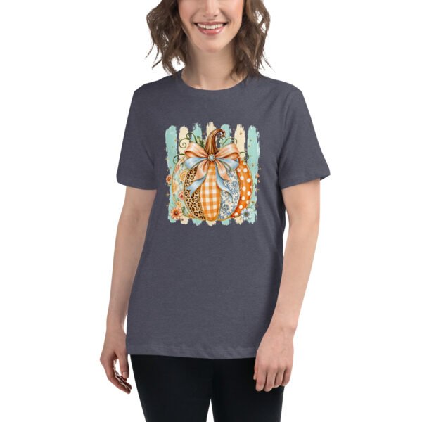 Coquette Pumpkin Shirt, Striped Glitter Pumpkin T-Shirt, Floral Leopard Plaid Polka Dot- Women's Relaxed T-Shirt