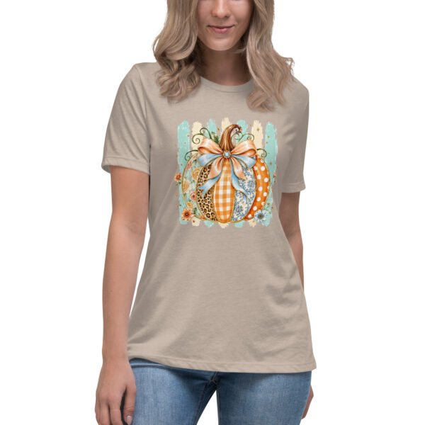 Coquette Pumpkin Shirt, Striped Glitter Pumpkin T-Shirt, Floral Leopard Plaid Polka Dot- Women's Relaxed T-Shirt
