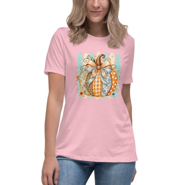 Coquette Pumpkin Shirt, Striped Glitter Pumpkin T-Shirt, Floral Leopard Plaid Polka Dot- Women's Relaxed T-Shirt