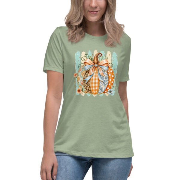 Coquette Pumpkin Shirt, Striped Glitter Pumpkin T-Shirt, Floral Leopard Plaid Polka Dot- Women's Relaxed T-Shirt
