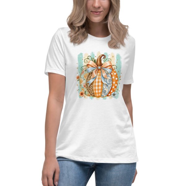 Coquette Pumpkin Shirt, Striped Glitter Pumpkin T-Shirt, Floral Leopard Plaid Polka Dot- Women's Relaxed T-Shirt